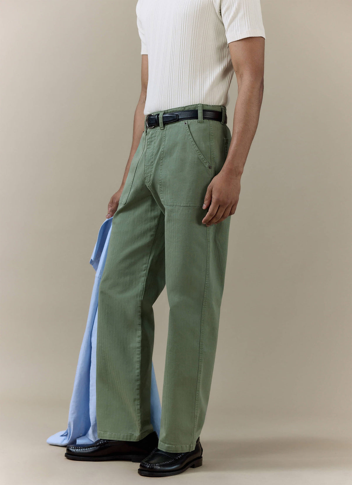 Men's Carpenter Trousers - Cotton - Sage Green | Percival Featured