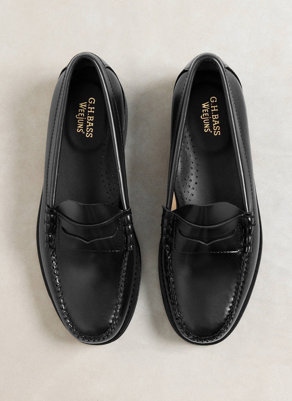 G.H. Bass Weejun Larson Penny Loafers - Black Leather - Percival | Percival Discount