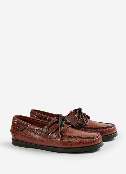G.H.Bass - Jetty II Boater 2 Eye - Textured Tan Leather | Percival Essential