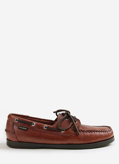 G.H.Bass - Jetty II Boater 2 Eye - Textured Tan Leather | Percival Essential