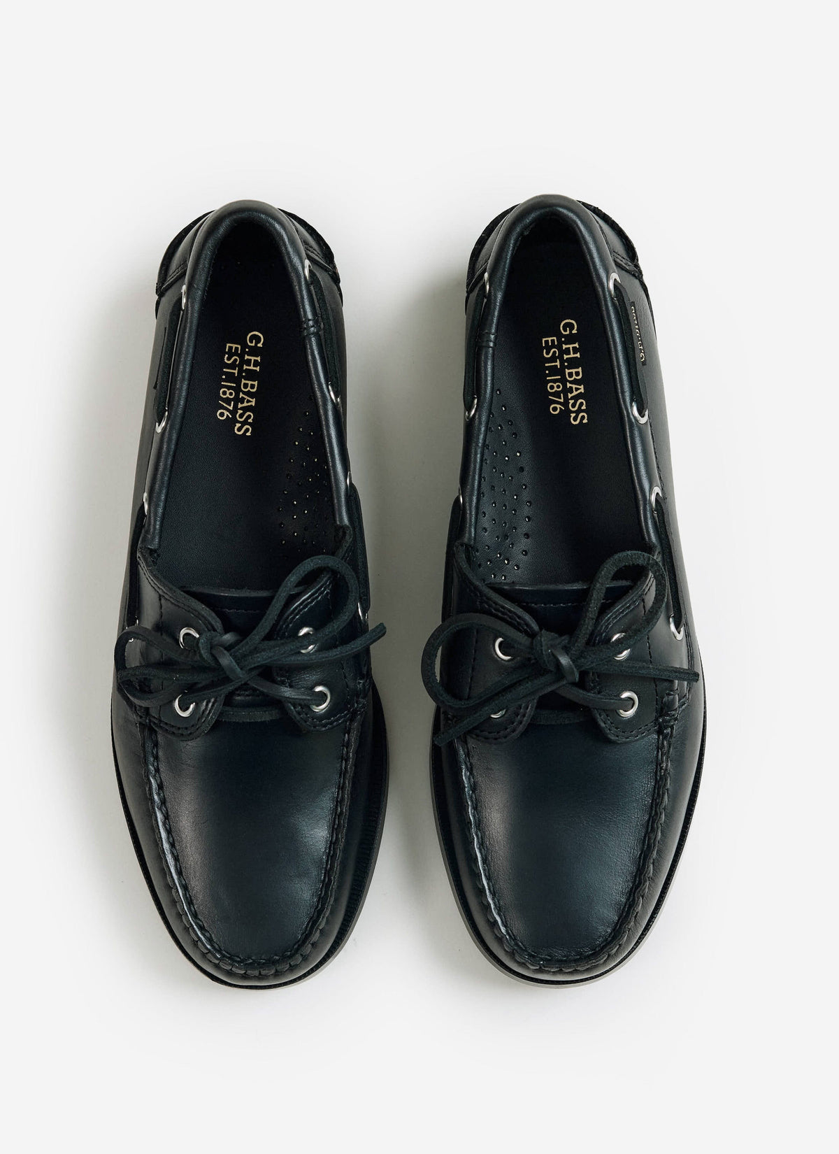Men's Boat Shoes - G.H.Bass Jetty II Boater 2 Eye - Black Leather | Percival Hot Sale
