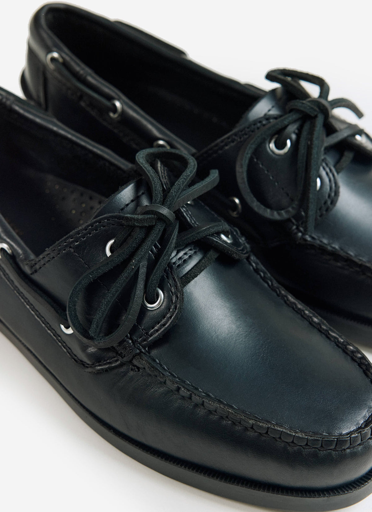 Men's Boat Shoes - G.H.Bass Jetty II Boater 2 Eye - Black Leather | Percival Hot Sale