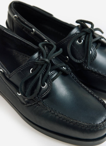 Men's Boat Shoes - G.H.Bass Jetty II Boater 2 Eye - Black Leather | Percival Hot Sale