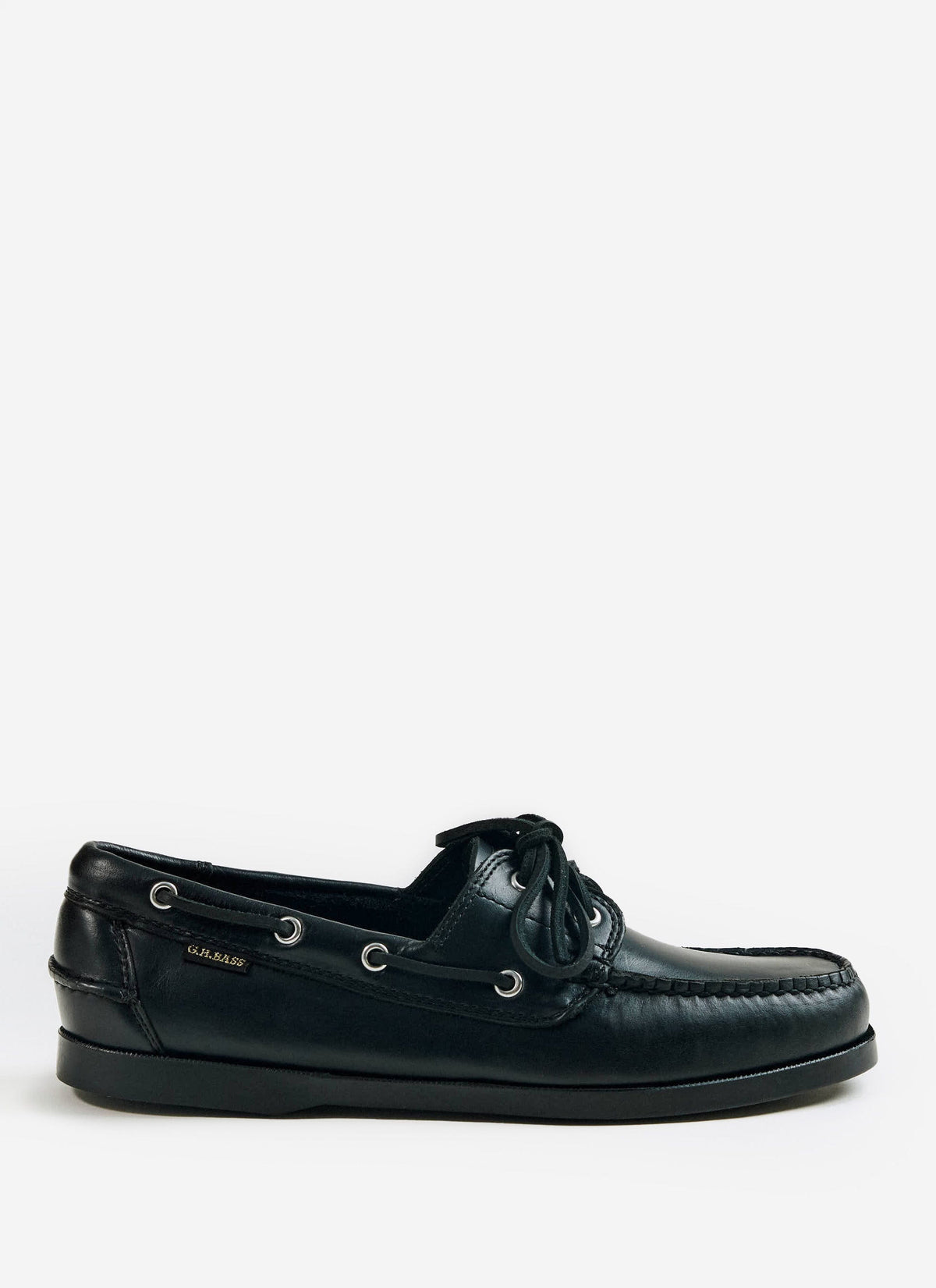 Men's Boat Shoes - G.H.Bass Jetty II Boater 2 Eye - Black Leather | Percival Hot Sale