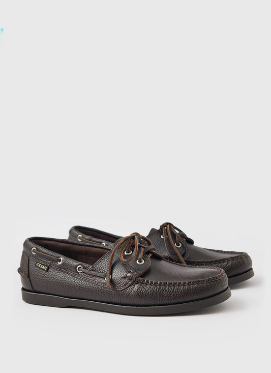 G.H.Bass - Jetty II Boater 2 Eye - Textured Dark Brown | Percival Special Offer