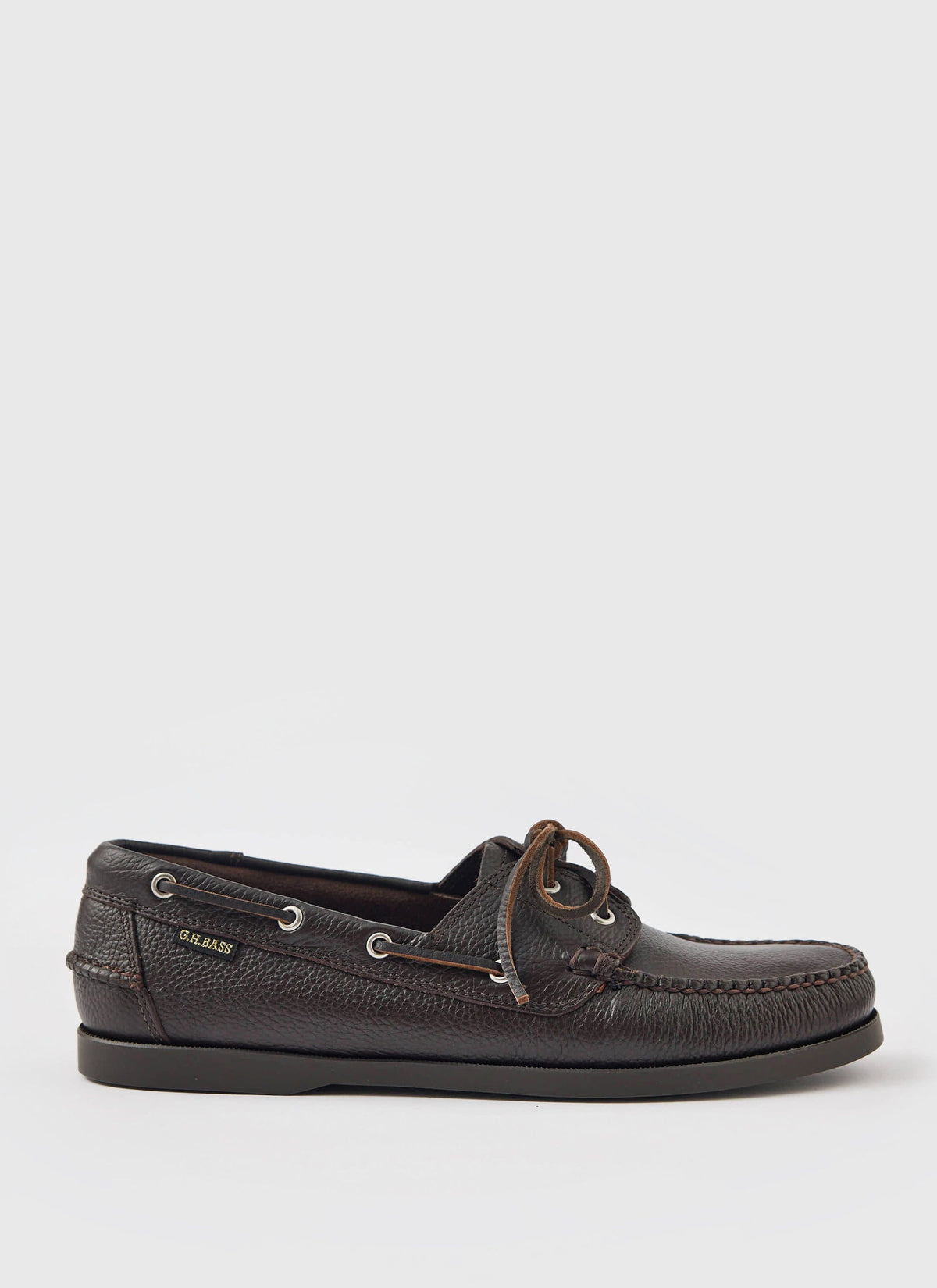 G.H.Bass - Jetty II Boater 2 Eye - Textured Dark Brown | Percival Special Offer