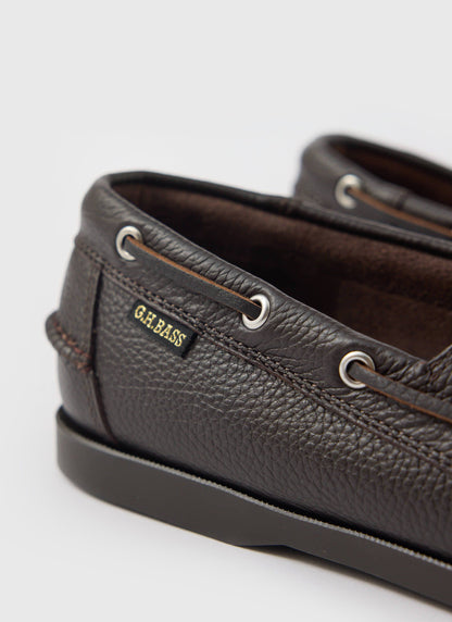 G.H.Bass - Jetty II Boater 2 Eye - Textured Dark Brown | Percival Special Offer