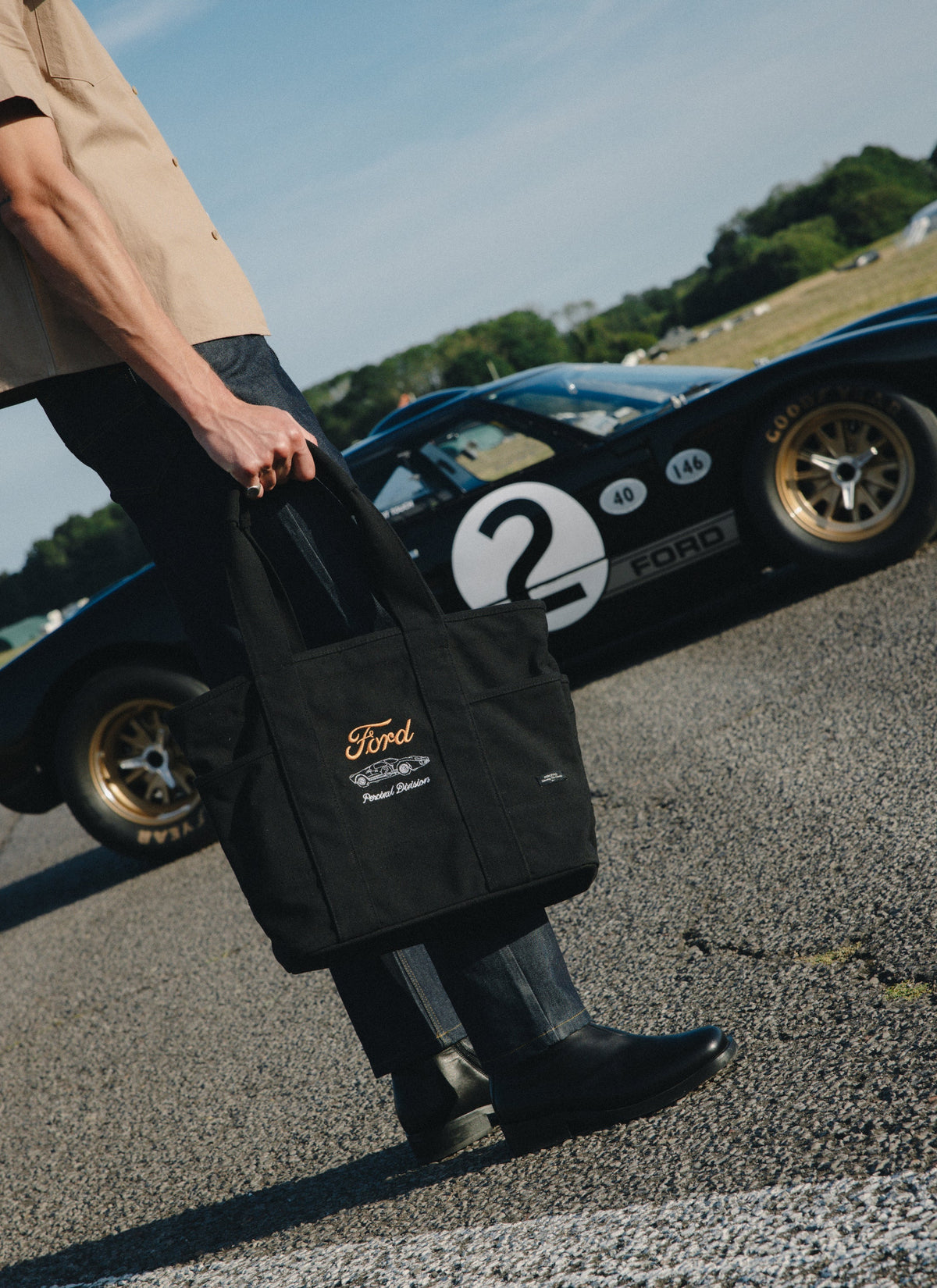 Embroidered Tote Bag - Canvas - Black - Ford x Percival | Percival Quality