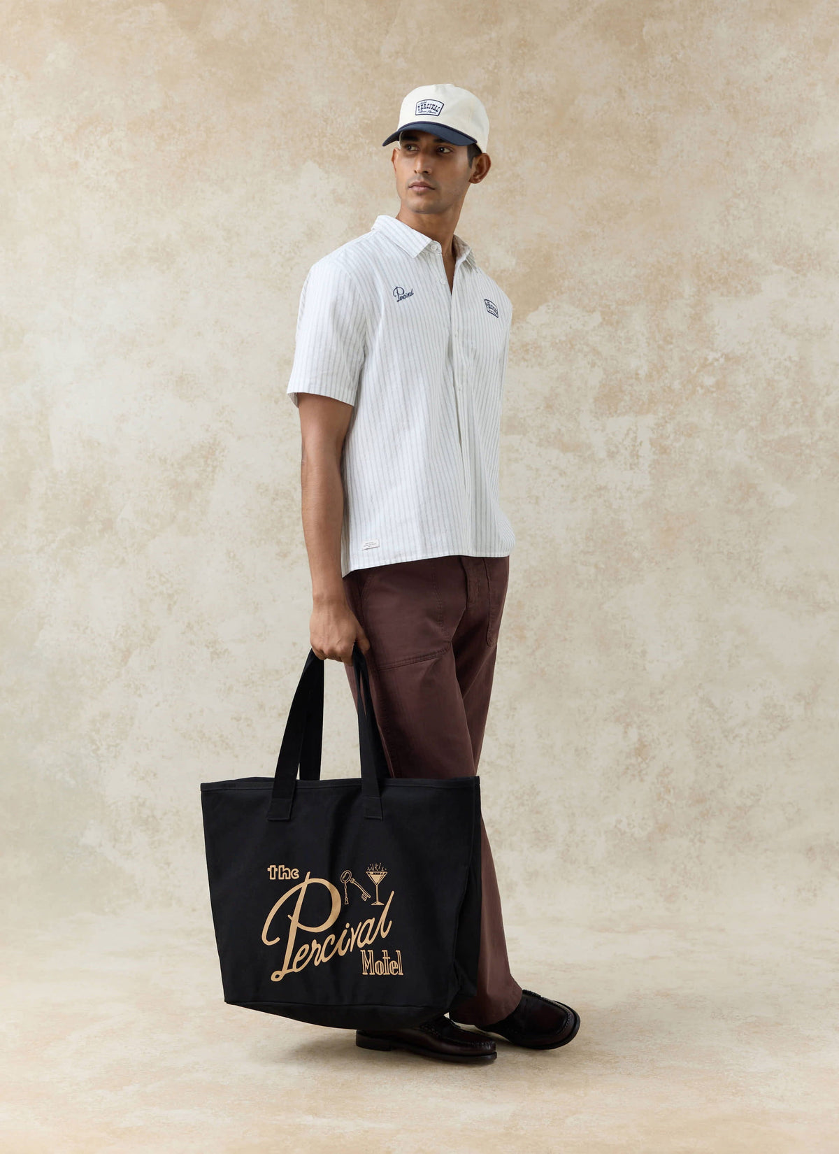 Kingsley Large Shopper Tote Bag - Black Cotton Zip Tote | Percival Deals