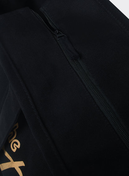 Kingsley Large Shopper Tote Bag - Black Cotton Zip Tote | Percival Deals