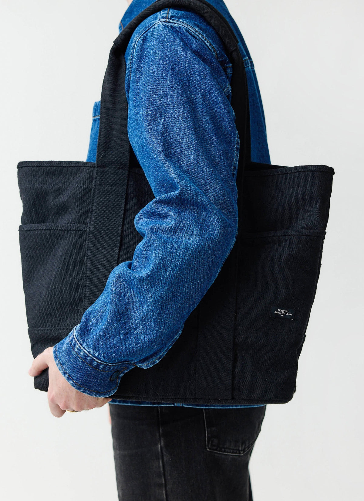 Tote Bag - Cotton Canvas - Black | Percival Discount