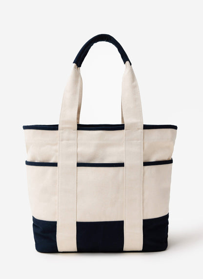 Tote Bag - Cotton Canvas - Cream Navy | Percival Quality