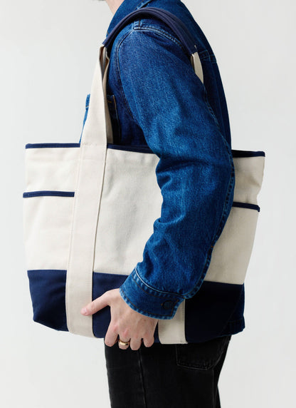 Tote Bag - Cotton Canvas - Cream Navy | Percival Quality