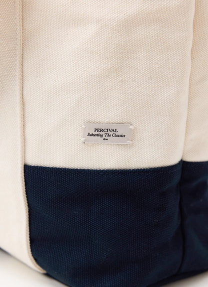 Tote Bag - Cotton Canvas - Cream Navy | Percival Quality