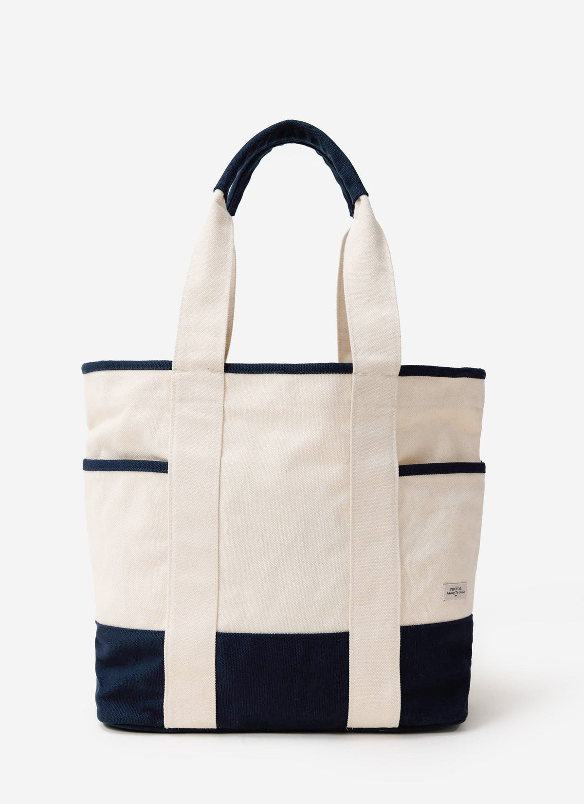 Tote Bag - Cotton Canvas - Cream Navy | Percival Quality