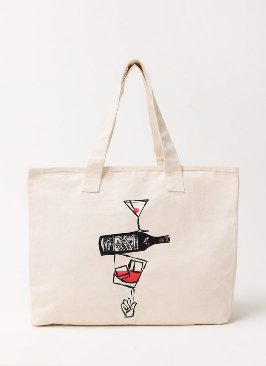 Perci and Rossi Martini Tote Bag - Cotton - Cream | Percival Premium