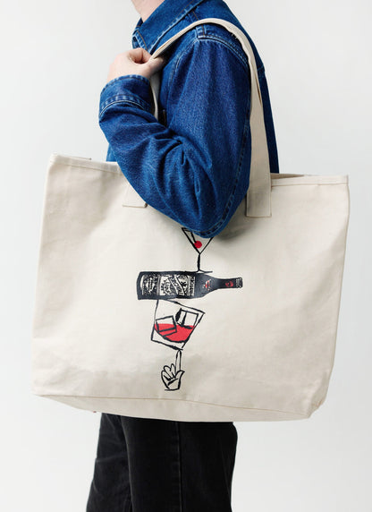 Perci and Rossi Martini Tote Bag - Cotton - Cream | Percival Premium