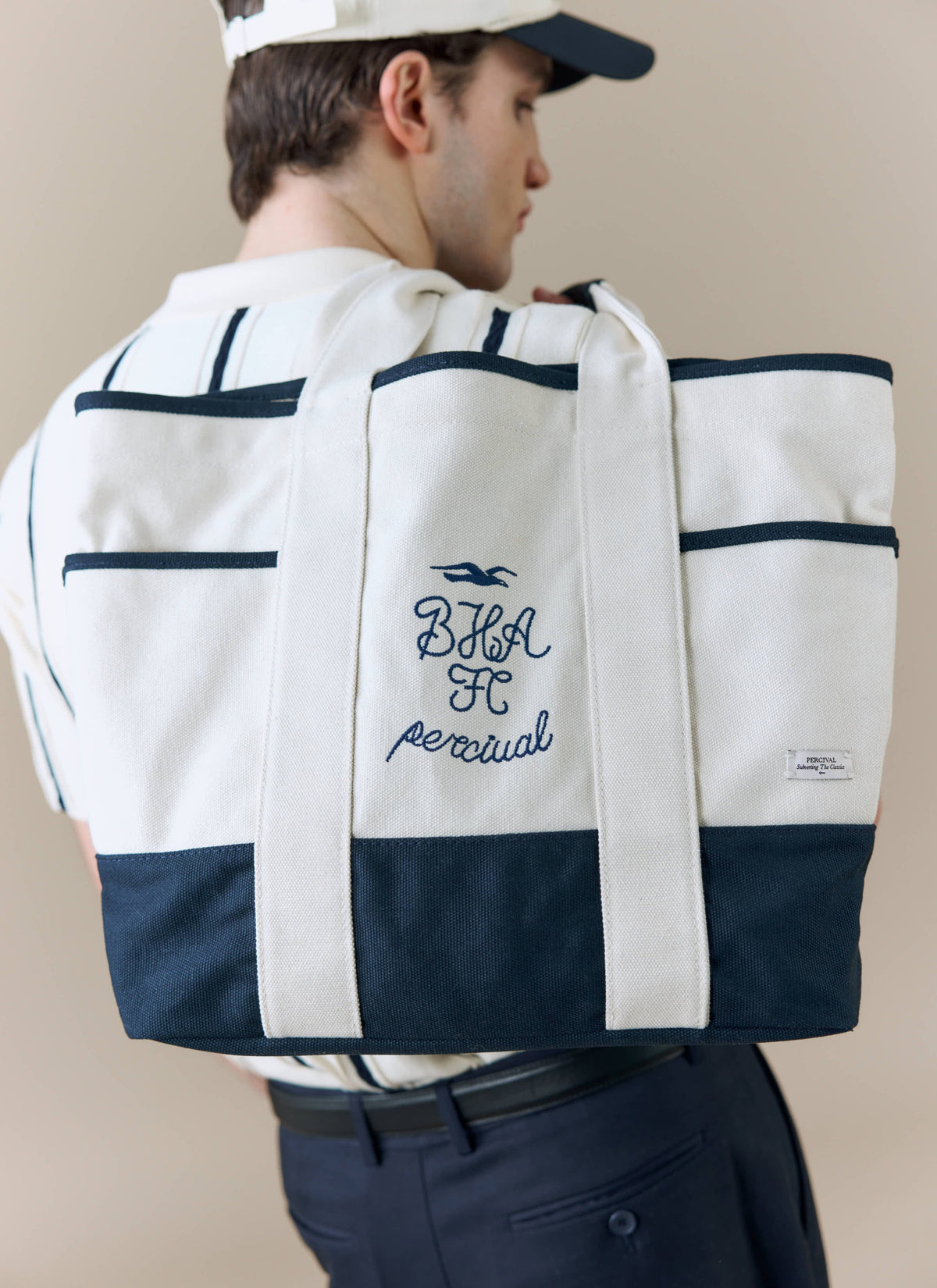 Tote Bag - Brighton & Hove Albion F.C. x Percival - Cream Navy | Percival New