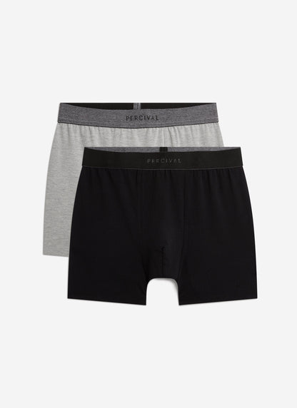 Men's Boxer Briefs: 2 Pack - Cotton - Grey/Black | Percival Discount
