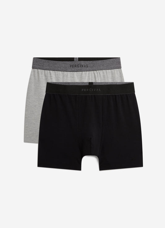 Men's Boxer Briefs: 2 Pack - Cotton - Grey/Black | Percival Discount