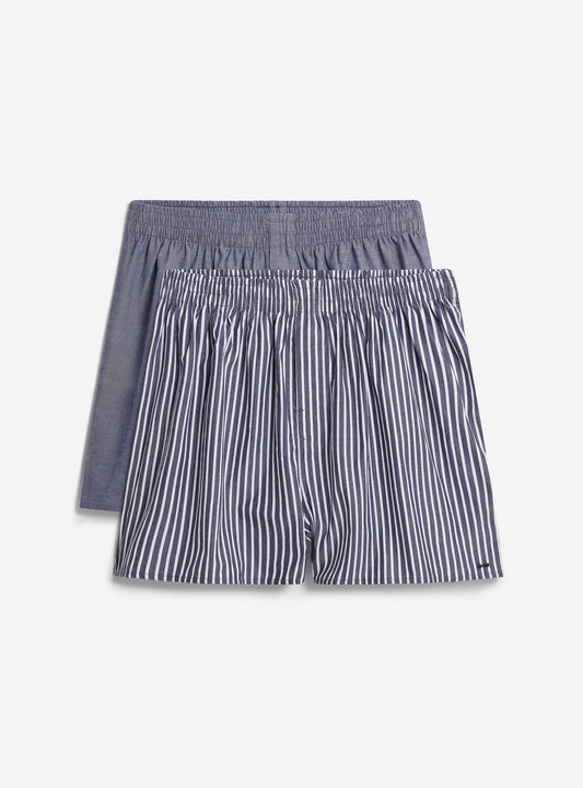 Men's Woven Boxers: 2 Pack - Cotton - Blue/Navy | Percival Best Price