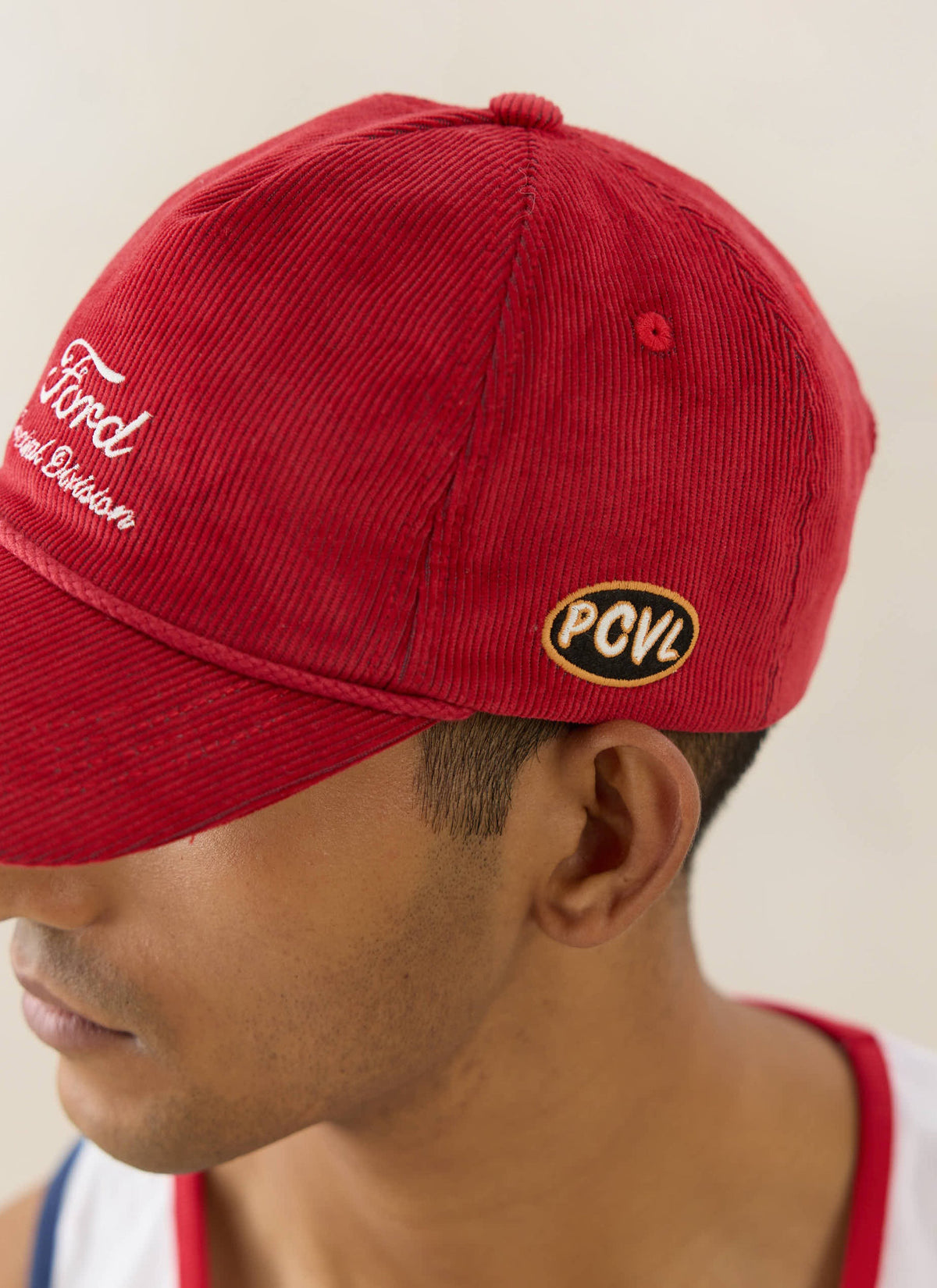 Men's Corduroy Trucker Cap - Cotton - Red - Ford x Percival | Percival Discount