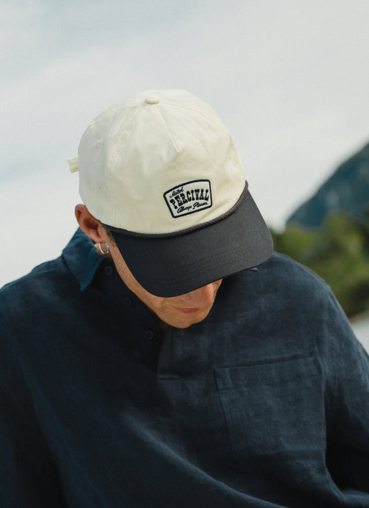 Men's Trucker Cap - Donovan - Rope Trim - Cotton - Cream | Percival Smart Buy