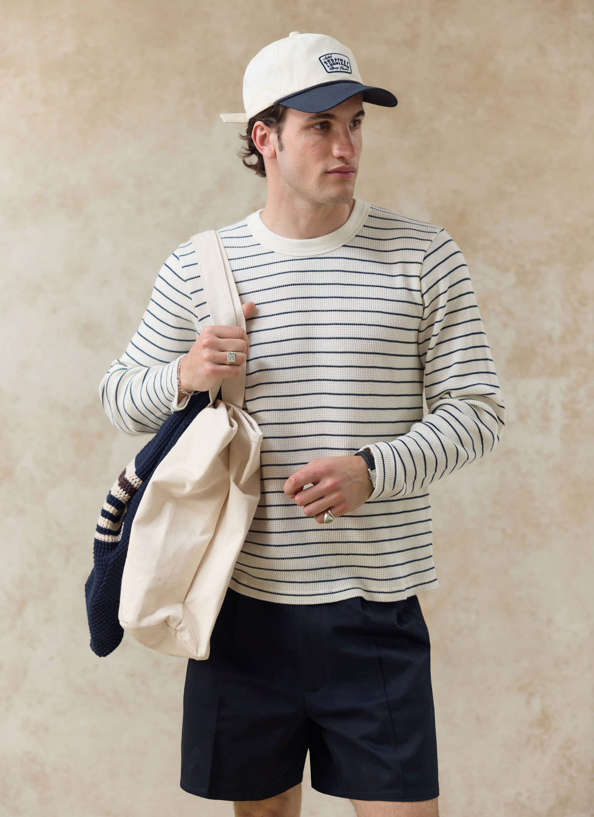 Men's Trucker Cap - Donovan - Rope Trim - Cotton - Cream | Percival Smart Buy