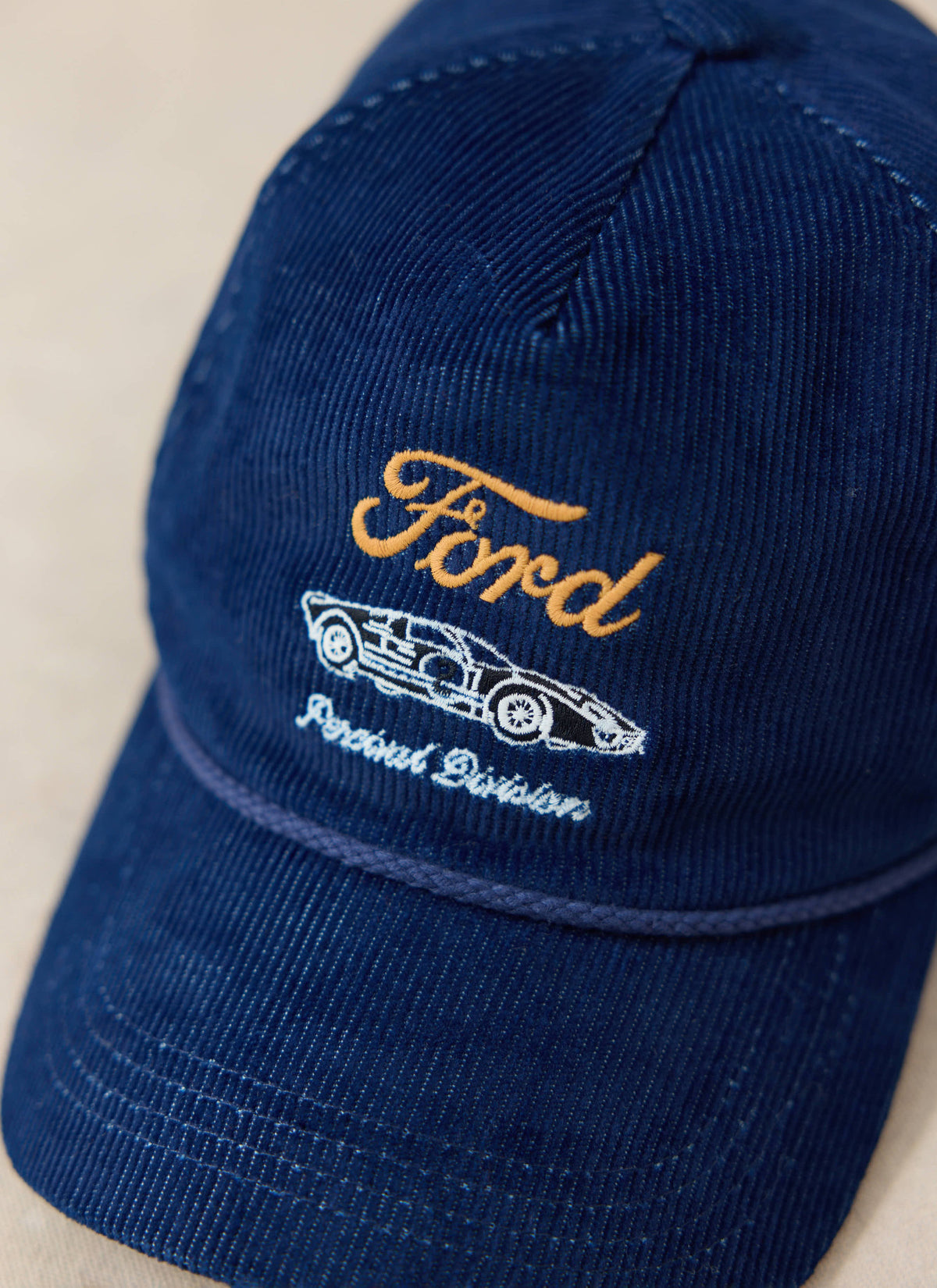 Men's Corduroy Trucker Cap - Cotton - Navy Blue - Ford x Percival | Percival New