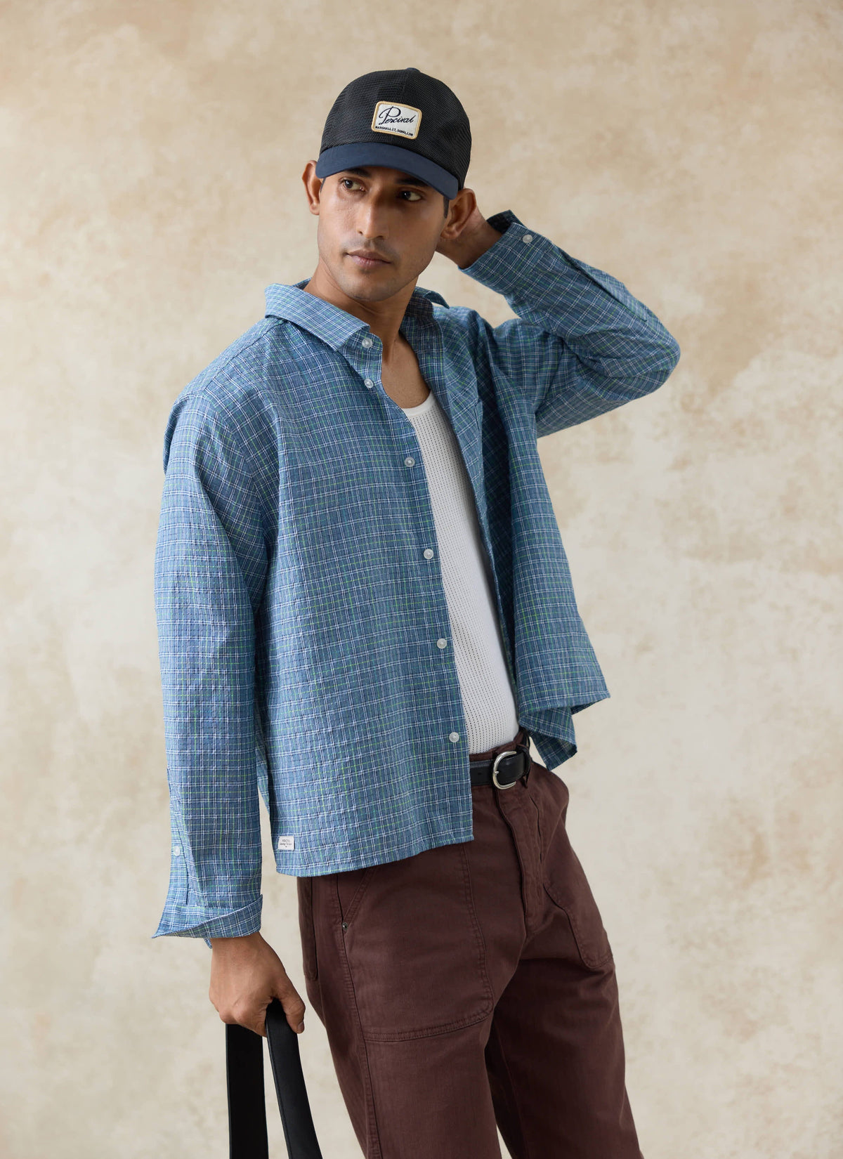 Men's Mesh Trucker Cap - Damien - Navy Blue | Percival Featured