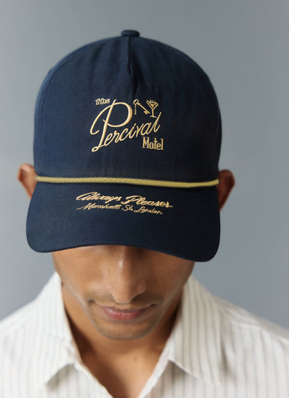 Kingsley Embroidered Soft Trucker Cap - Cotton - Navy Blue | Percival Featured