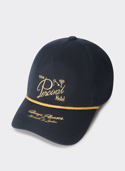 Kingsley Embroidered Soft Trucker Cap - Cotton - Navy Blue | Percival Featured