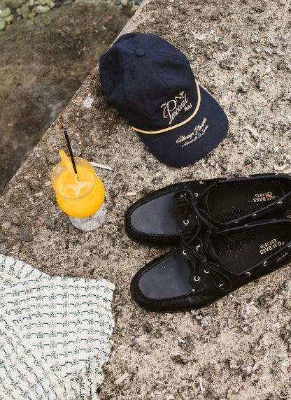 Kingsley Embroidered Soft Trucker Cap - Cotton - Navy Blue | Percival Featured
