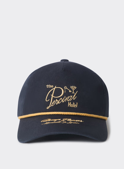 Kingsley Embroidered Soft Trucker Cap - Cotton - Navy Blue | Percival Featured