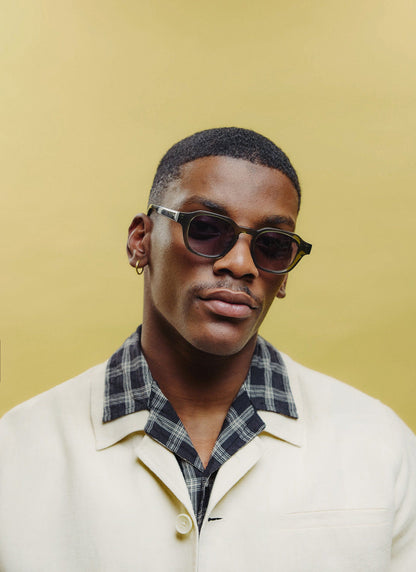 P001-E52 Olive Green Sunglasses - Light Brown Lenses | Percival Customer Favorite