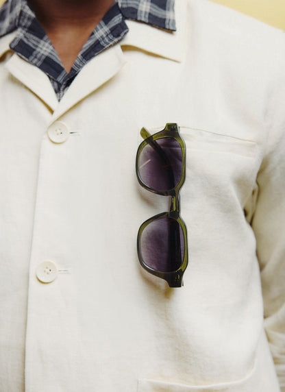 P001-E52 Olive Green Sunglasses - Light Brown Lenses | Percival Customer Favorite