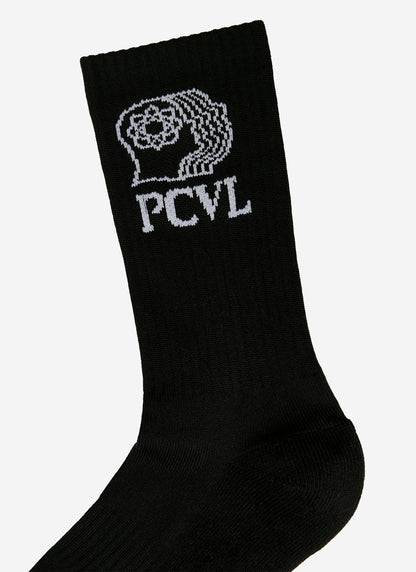 Men's Sport Socks - Ribbed Cuff & PCVL Logo - Black | Percival Exclusive