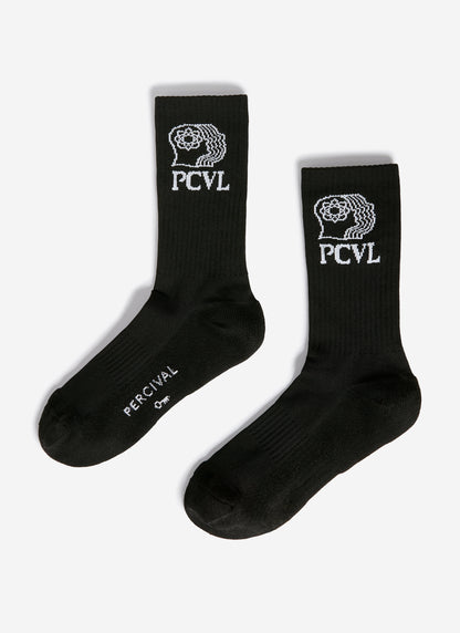 Men's Sport Socks - Ribbed Cuff & PCVL Logo - Black | Percival Exclusive