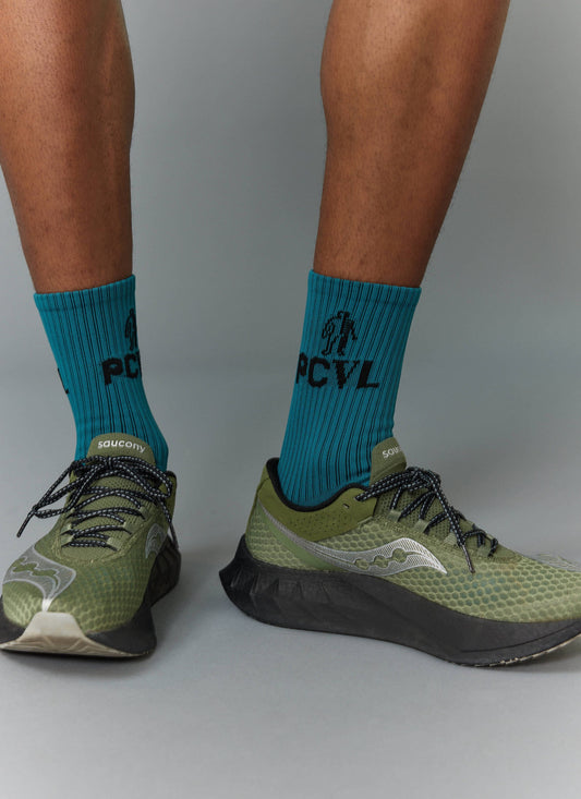 Men's Sport Socks - PCVL Graphic Ribbed Crew - Blue | Percival Customer Favorite