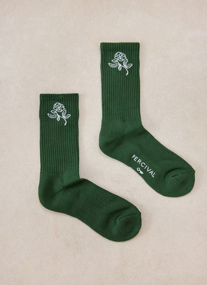 Earl Jacquard Socks - Forest Green Cotton - Percival | Percival Exclusive