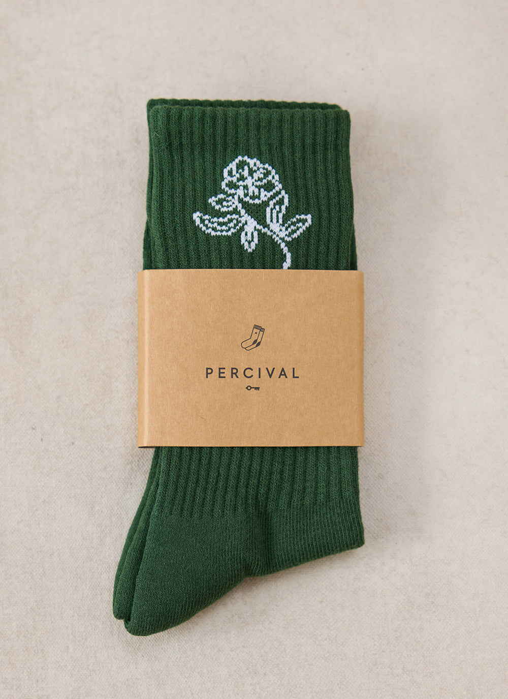 Earl Jacquard Socks - Forest Green Cotton - Percival | Percival Exclusive
