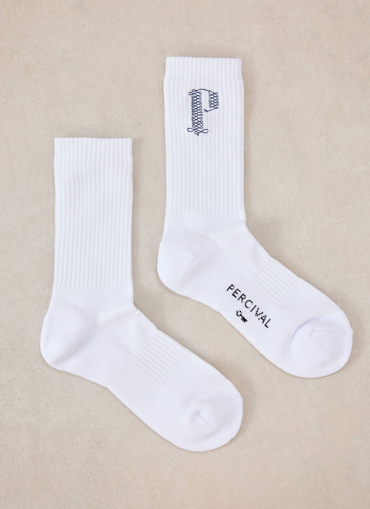 Tucker Embroidered Socks - Cotton - White - Percival | Percival Featured
