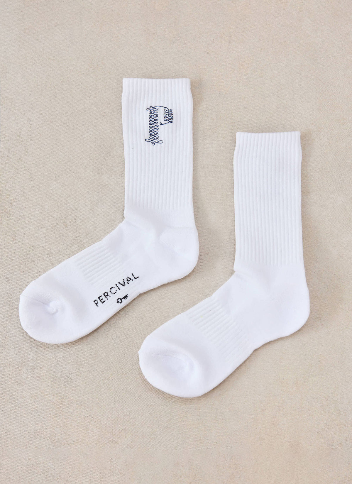 Tucker Embroidered Socks - Cotton - White - Percival | Percival Featured