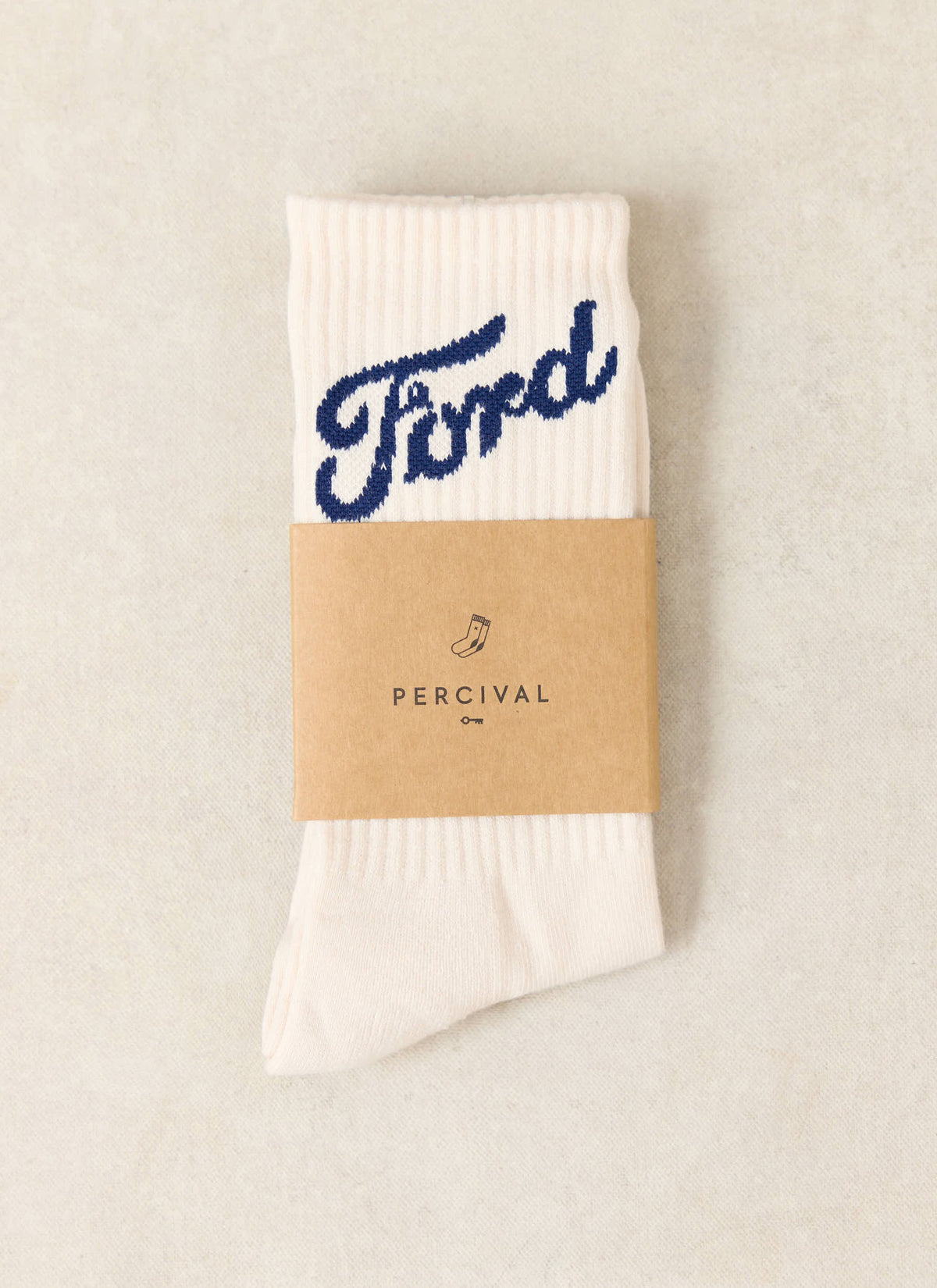 Men's Crew Socks - Cotton Blend - Cream - Ford x Percival | Percival Customer Favorite