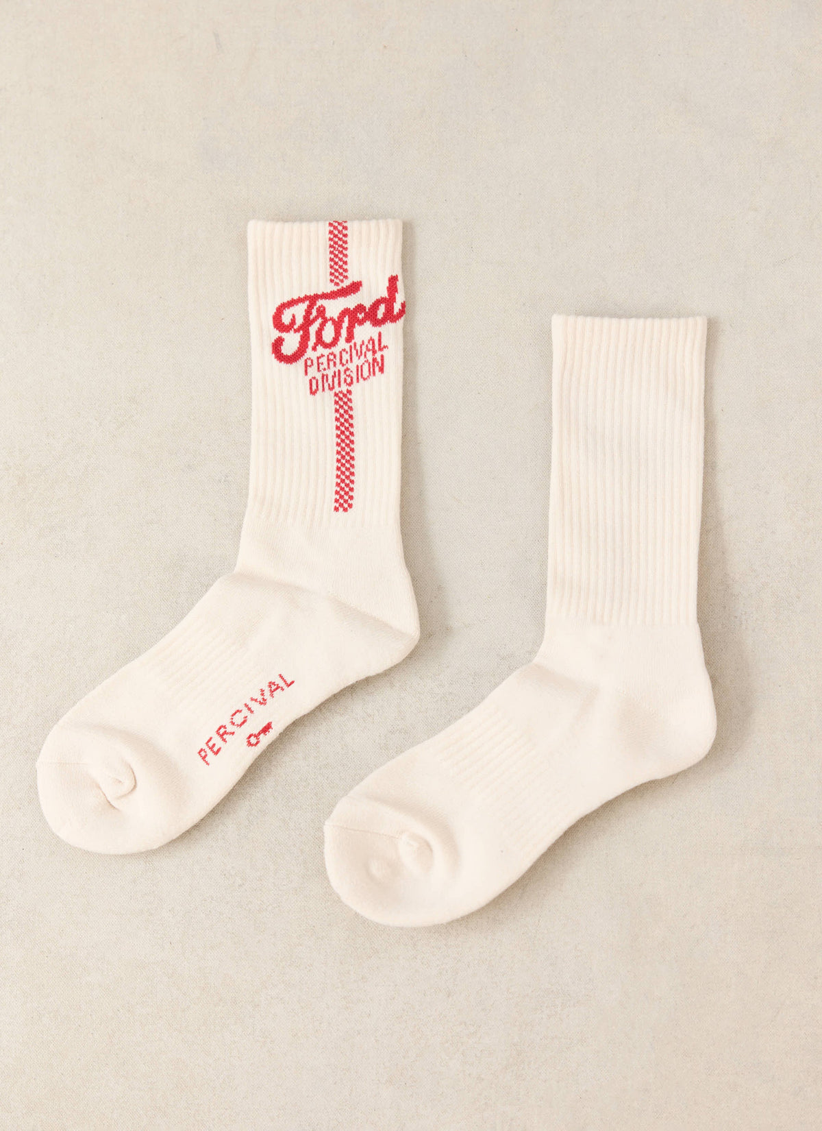 Men's Crew Motorsport Socks - Cotton - Cream - Ford x Percival | Percival Best Seller
