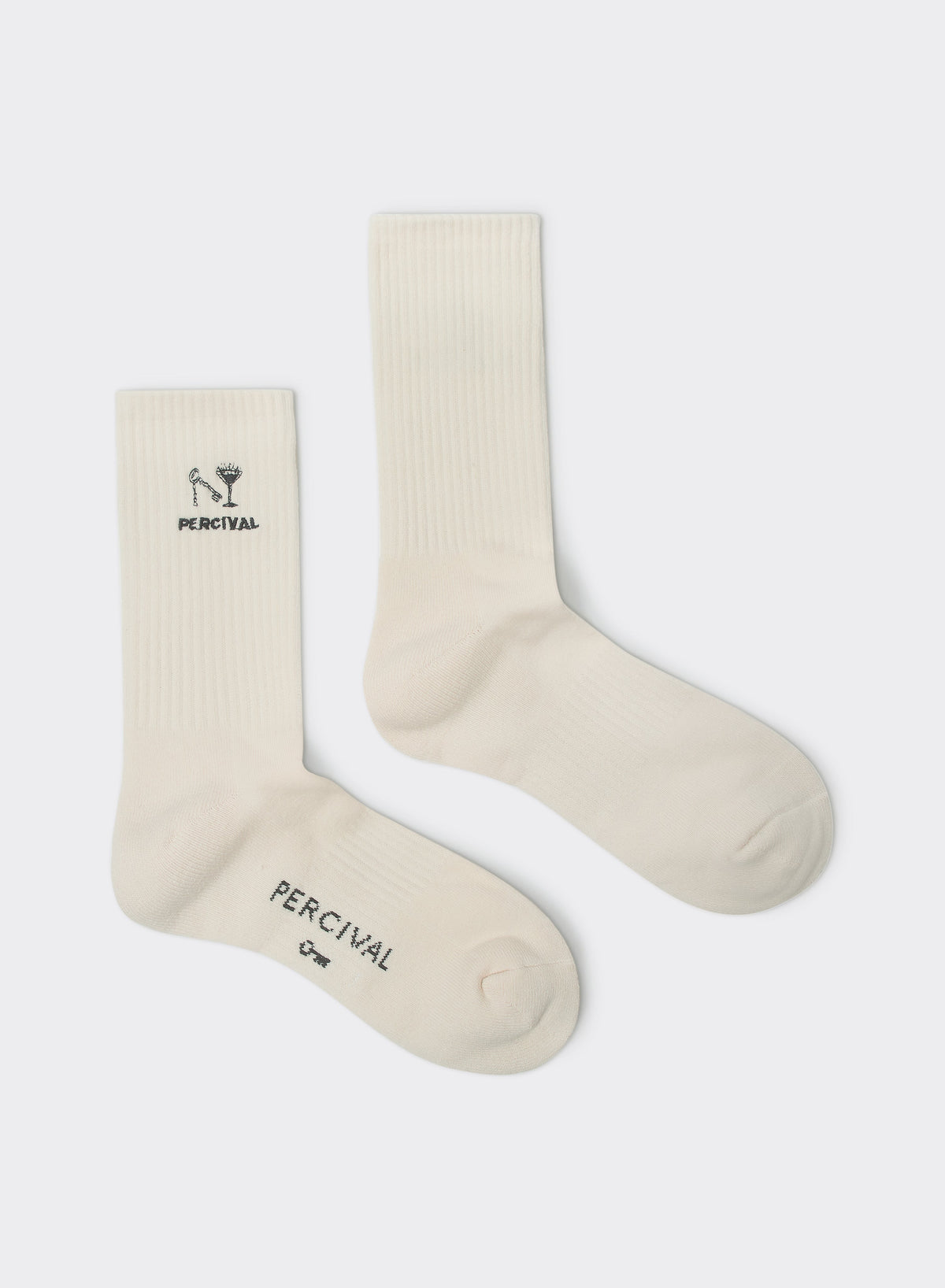 Men's Aperitivo Embroidered Socks - Cream Cotton | Percival Trusted