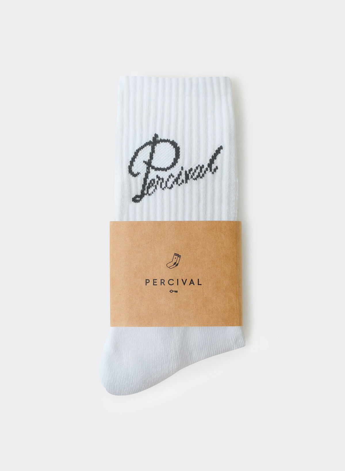 Men's Kingsley Jacquard Socks - White Cotton Crew | Percival Hot Sale
