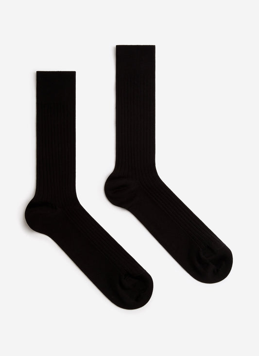 Men's RIbbed Dress Socks - Cotton - Black | Percival Hot Sale