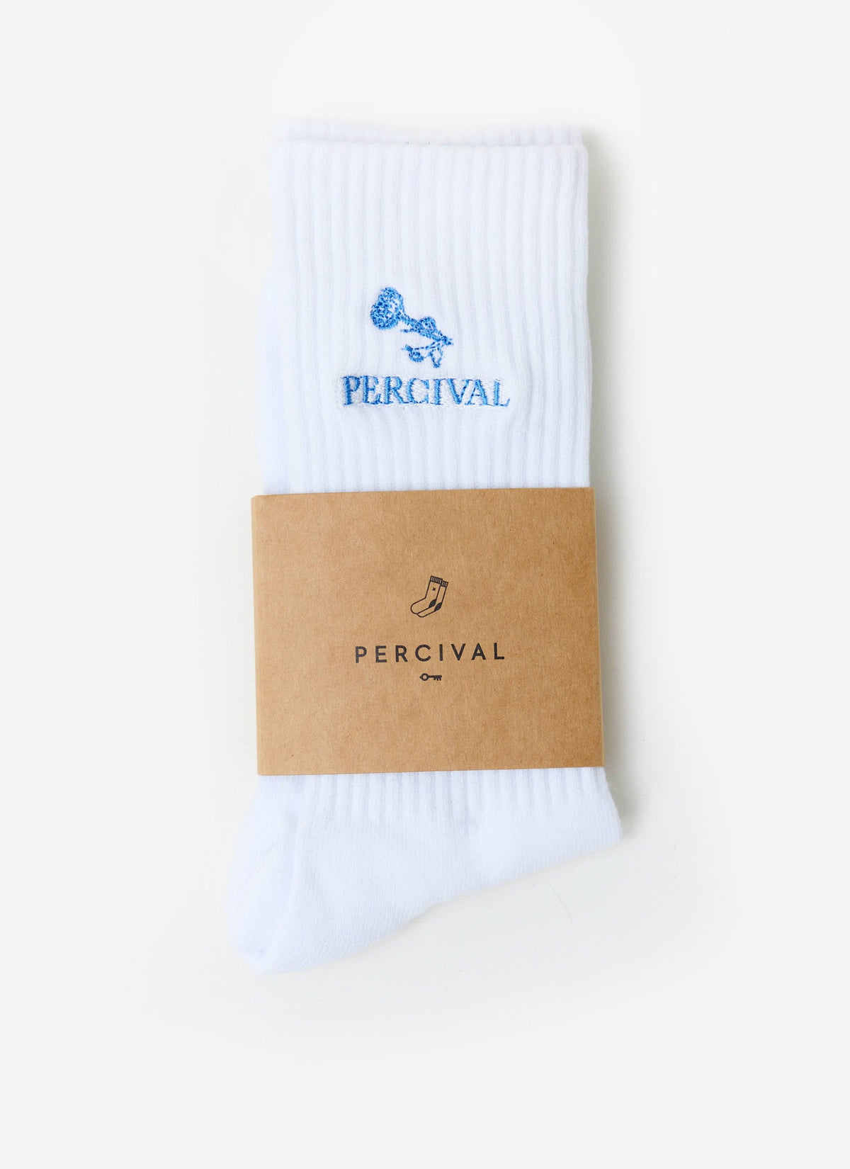 Smith Floral Embroidered Socks - Organic Cotton - White | Percival Premium