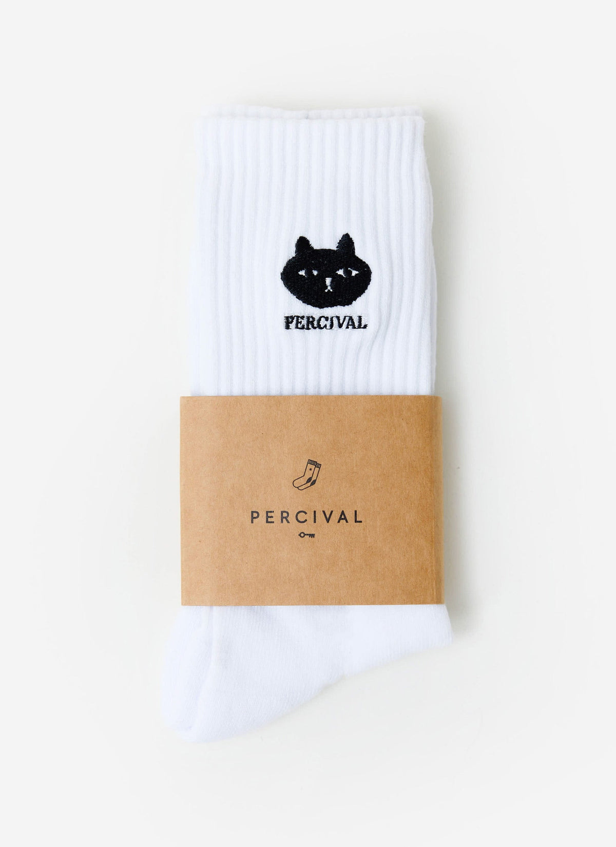 Perci Loaf Embroidered Socks - Organic Cotton - White | Percival Recommended